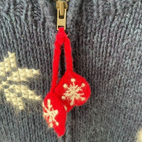 Vintage Croft & Barrow Knit by Hand Snowman Cardigan Sweater Angora M - Picture 7 of 9